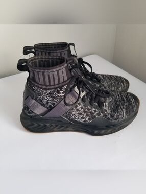 Puma Ignite EvoKnit Black Ladies 6.5 High Top Shoe